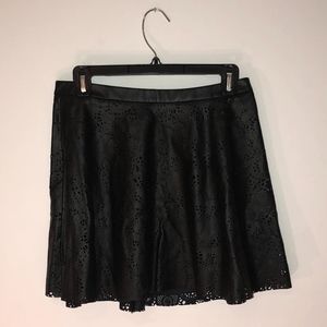 Guess Laser Cut Faux Leather Circle Skirt